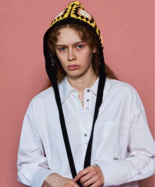 MAISON SPECIAL（メゾンスペシャル）の「Crochet Motif Balaclava/クロシェモチーフバラクラバ（ニットキャップ/ビーニー・レディース・ブラック/ブルー・FREE）」の5枚目の写真