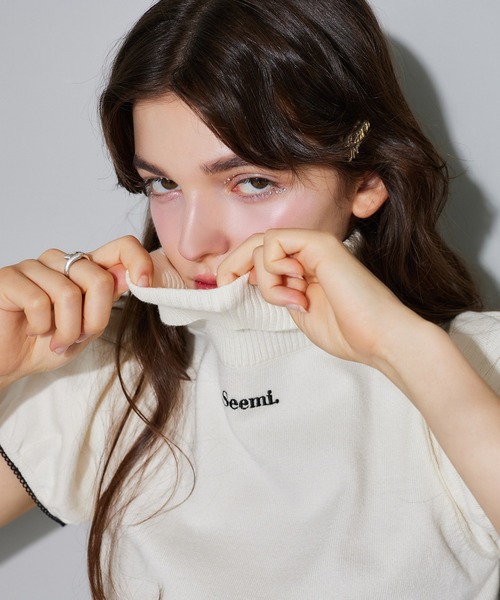 ニット セーター 「Seemi.」ロゴ刺繍ニットトップス レディース Seemi. byNICECLAUP（ シーミーバイナイスクラップ）の「【Seemi