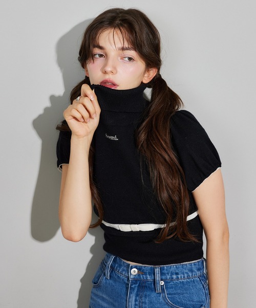 ニット セーター 「Seemi.」ロゴ刺繍ニットトップス レディース Seemi. byNICECLAUP（ シーミーバイナイスクラップ）の「【Seemi