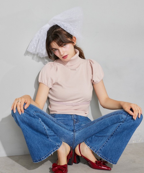 ニット セーター 「Seemi.」ロゴ刺繍ニットトップス レディース Seemi. byNICECLAUP（ シーミーバイナイスクラップ）の「【Seemi