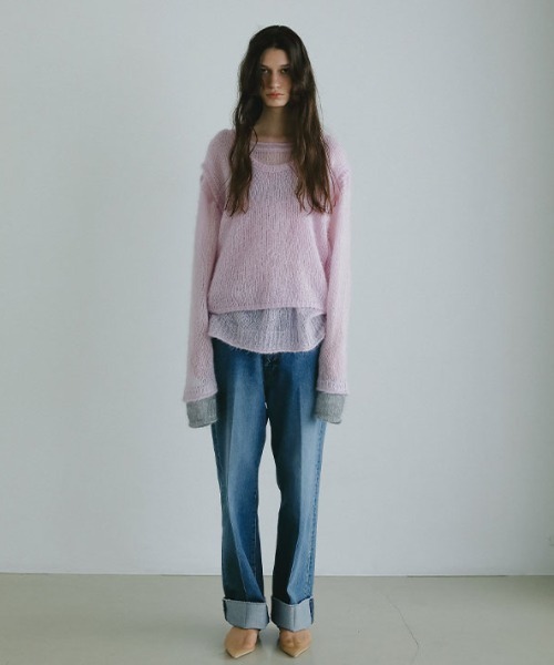 ETRE TOKYO(エトレトウキョウ)の「スーパーキッドモヘヤスリーブレスニットプルオーバー(ニット/セーター・レディース・グレー/ホワイト/ピンク・FREE)」の4枚目の写真