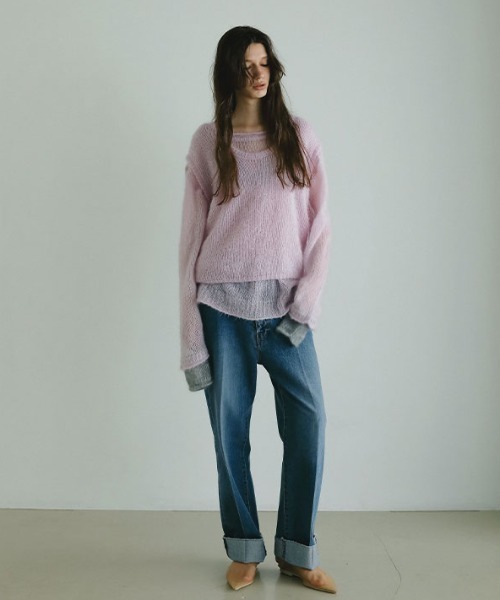 ETRE TOKYO(エトレトウキョウ)の「スーパーキッドモヘヤスリーブレスニットプルオーバー(ニット/セーター・レディース・グレー/ホワイト/ピンク・FREE)」の5枚目の写真