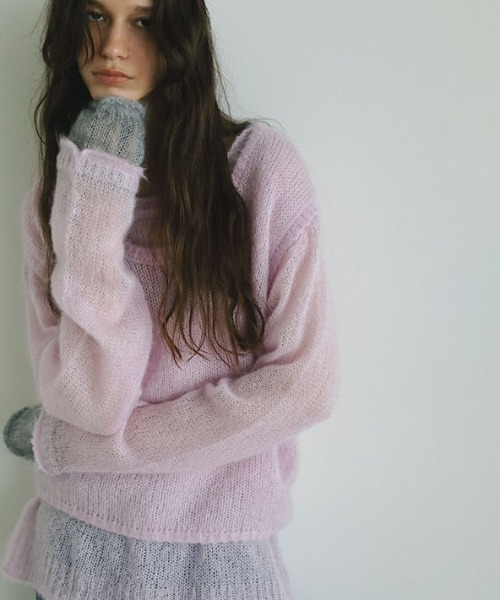ETRE TOKYO(エトレトウキョウ)の「スーパーキッドモヘヤスリーブレスニットプルオーバー(ニット/セーター・レディース・グレー/ホワイト/ピンク・FREE)」の6枚目の写真