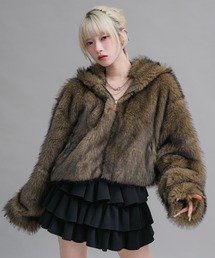 17HR | フード付きファーショートコート(その他アウター)