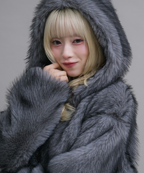 17HR(セブンティーンアワーズ)の「フード付きファーショートコート(その他アウター・レディース・ブラウン/グレー・FREE)」の19枚目の写真