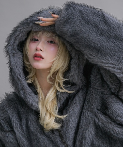 17HR(セブンティーンアワーズ)の「フード付きファーショートコート(その他アウター・レディース・ブラウン/グレー・FREE)」の22枚目の写真