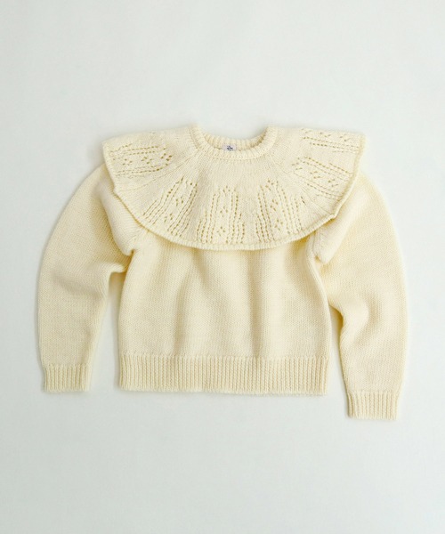 セール】1/3Wool 透かし編みケープ襟プルオーバー（ニット/セーター