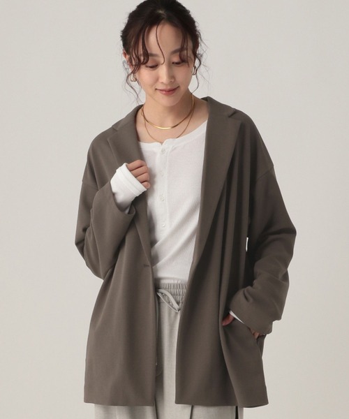 Elura（エルーラ）の「サマ見えリラクシージャケット/593183（テーラードジャケット・レディース・ブラック/ダークブラウン/キャメル・FREE）」の2枚目の写真