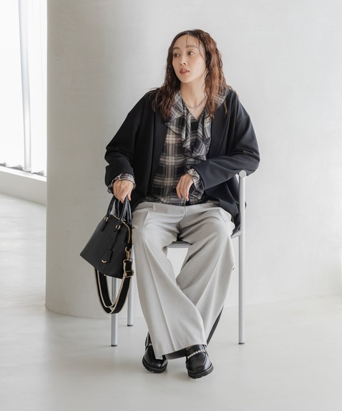 Elura（エルーラ）の「サマ見えリラクシージャケット/593183（テーラードジャケット・レディース・ブラック/ダークブラウン/キャメル・FREE）」の7枚目の写真