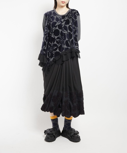 gomme(ゴム)の「4リーフクローバーJQ リフトタックスカート(スカート・レディース・グレー/ブラック・MEDIUM)」の7枚目の写真