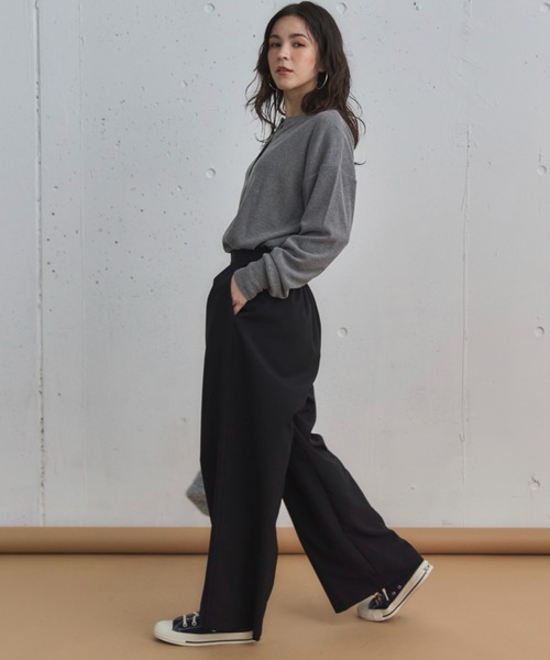 Doux archives（ドゥアルシーヴ）の「ボンディングツータックワイドパンツ（その他パンツ・レディース・シルバーグレー/ブラック/モカ・36/38）」の4枚目の写真