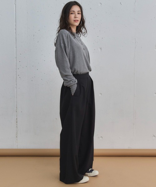 Doux archives（ドゥアルシーヴ）の「ボンディングツータックワイドパンツ（その他パンツ・レディース・シルバーグレー/ブラック/モカ・36/38）」の5枚目の写真