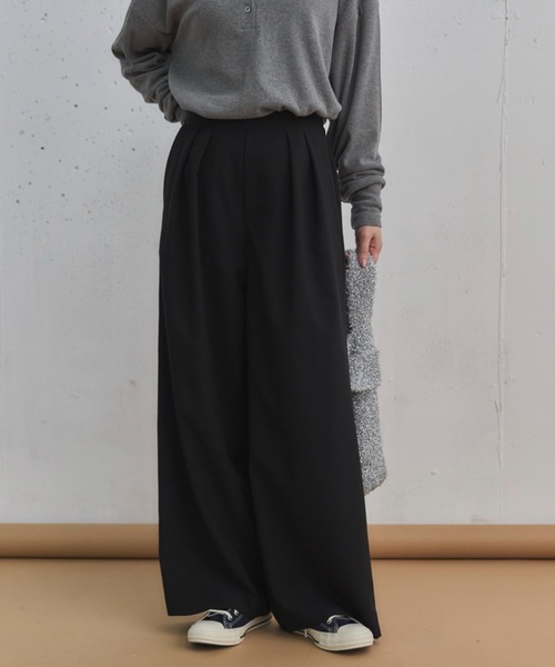 Doux archives（ドゥアルシーヴ）の「ボンディングツータックワイドパンツ（その他パンツ・レディース・シルバーグレー/ブラック/モカ・36/38）」の8枚目の写真