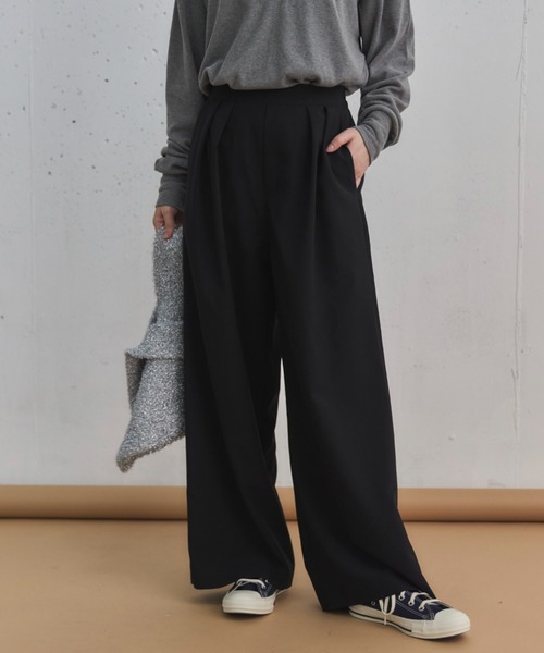 Doux archives（ドゥアルシーヴ）の「ボンディングツータックワイドパンツ（その他パンツ・レディース・シルバーグレー/ブラック/モカ・36/38）」の9枚目の写真