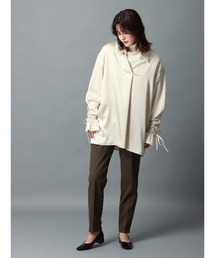 CIS.（シス）の「CIS. レースアップスリーブブラウス ウォッシャブル ポリエステルサテン 無地（シャツ/ブラウス）」