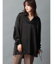 CIS.（シス）の「CIS. レースアップスリーブブラウス ウォッシャブル ポリエステルサテン 無地（シャツ/ブラウス）」