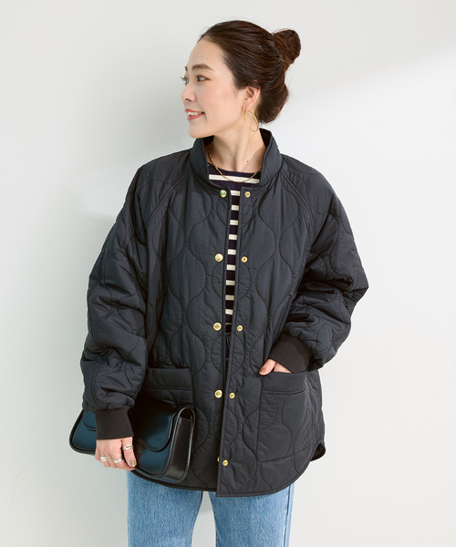 B.C STOCK(ベーセーストック)の「ウォッシャブル / キルティングリバーシブルブルゾン(その他アウター・レディース・ブラック/カーキ/アイボリー・FREE)」の14枚目の写真