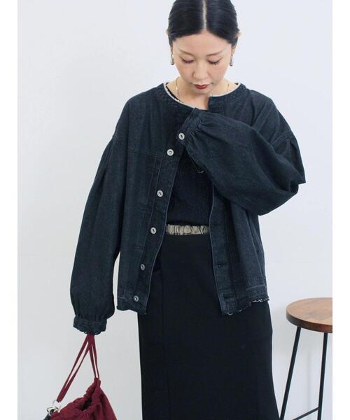 Samansa Mos2 blue（サマンサモスモスブルー）の「【ECO DENIM 】 ノーカラーブルゾン（ブルゾン・レディース・ブルー/チャコールグレー/ブラウン・F）」の10枚目の写真