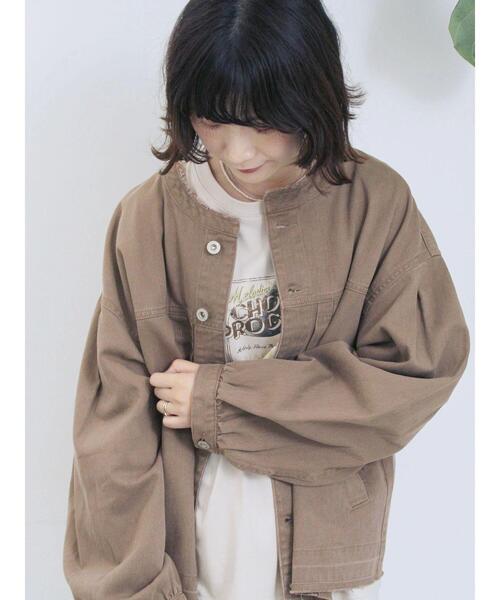 Samansa Mos2 blue（サマンサモスモスブルー）の「【ECO DENIM 】 ノーカラーブルゾン（ブルゾン・レディース・ブルー/チャコールグレー/ブラウン・F）」の21枚目の写真