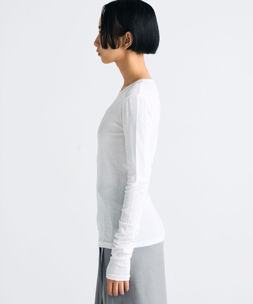 EDITION（エディション）の「コットンシルクフライス クルーネックトップ（Tシャツ/カットソー・レディース・ホワイト/ライトグレー/ライトベージュ・FREE）」の12枚目の写真