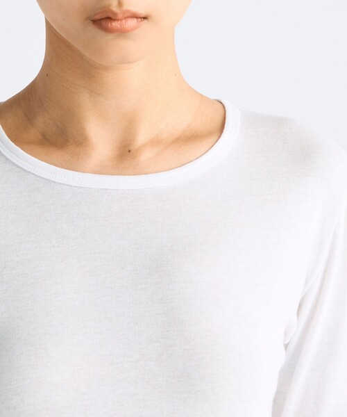 EDITION（エディション）の「コットンシルクフライス クルーネックトップ（Tシャツ/カットソー・レディース・ホワイト/ライトグレー/ライトベージュ・FREE）」の4枚目の写真