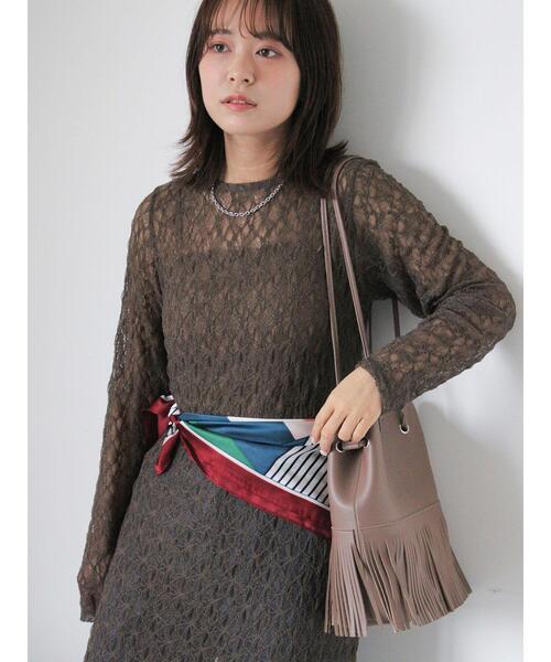 ehka sopo(エヘカソポ)の「エコレザーフリンジショルダーバッグ(ハンドバッグ・レディース・ブラウン/ブラック/ベージュ・F)」の20枚目の写真