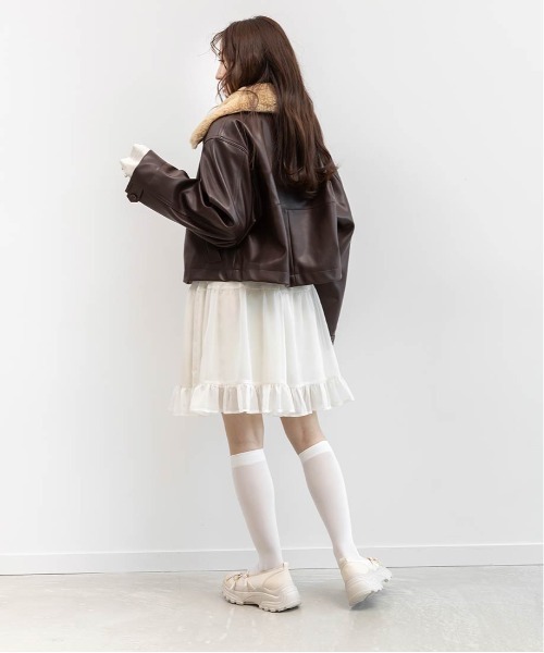 RANDA（ランダ）の「2WAY ファー襟付きフェイクレザージャケット（ブルゾン・レディース・ブラウン/ブラック/アイボリー・FT/FREE）」の12枚目の写真
