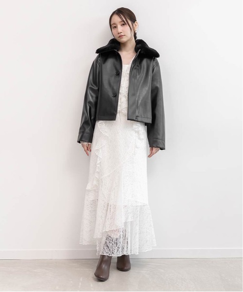 RANDA（ランダ）の「2WAY ファー襟付きフェイクレザージャケット（ブルゾン・レディース・ブラウン/ブラック/アイボリー・FT/FREE）」の19枚目の写真