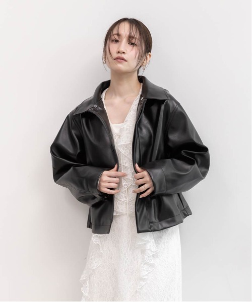 RANDA（ランダ）の「2WAY ファー襟付きフェイクレザージャケット（ブルゾン・レディース・ブラウン/ブラック/アイボリー・FT/FREE）」の21枚目の写真