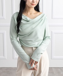 CLEAR BASIC | ドレープデザイン長袖カットソートップス[カジュアル 着回し抜群 大人 上品]≪AW新作≫(Tシャツ/カットソー)