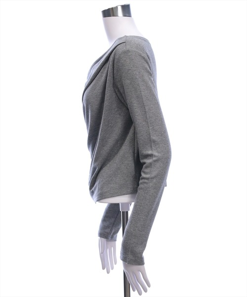 CLEAR BASIC（クリアベーシック）の「ドレープデザイン長袖カットソートップス[カジュアル 着回し抜群 大人 上品]（Tシャツ/カットソー・レディース・アイボリー/ピンク/ミント/ブラック/グレー・F）」の12枚目の写真