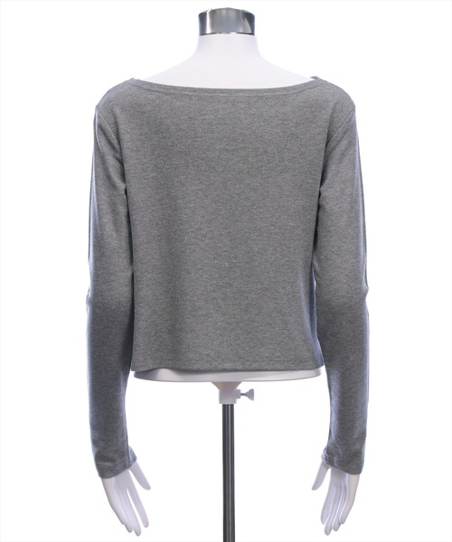 CLEAR BASIC（クリアベーシック）の「ドレープデザイン長袖カットソートップス[カジュアル 着回し抜群 大人 上品]（Tシャツ/カットソー・レディース・アイボリー/ピンク/ミント/ブラック/グレー・F）」の14枚目の写真