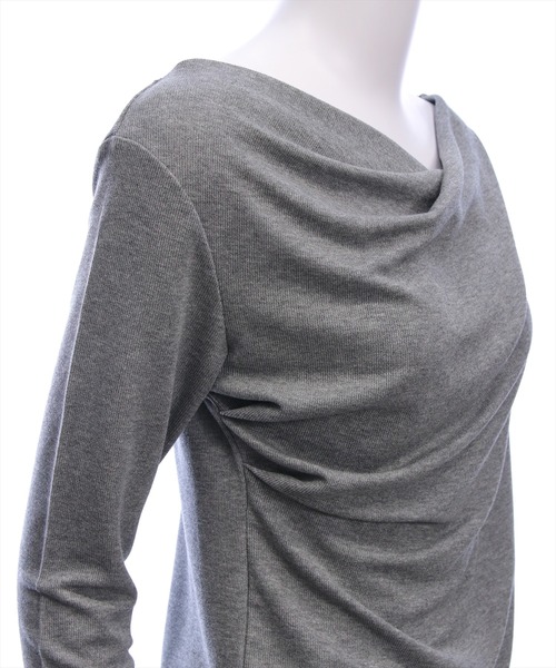 CLEAR BASIC（クリアベーシック）の「ドレープデザイン長袖カットソートップス[カジュアル 着回し抜群 大人 上品]（Tシャツ/カットソー・レディース・アイボリー/ピンク/ミント/ブラック/グレー・F）」の16枚目の写真