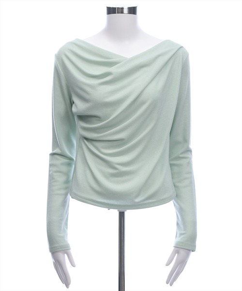 セール】ドレープデザイン長袖カットソートップス[カジュアル 着