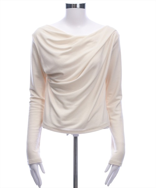 CLEAR BASIC（クリアベーシック）の「ドレープデザイン長袖カットソートップス[カジュアル 着回し抜群 大人 上品]（Tシャツ/カットソー・レディース・アイボリー/ピンク/ミント/ブラック/グレー・F）」の21枚目の写真