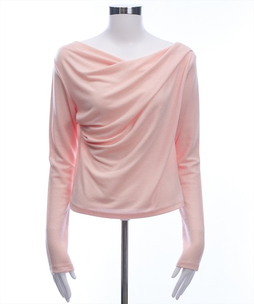 セール】ドレープデザイン長袖カットソートップス[カジュアル 着