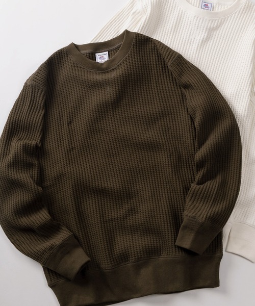 JEMORGAN(ジェーイーモーガン)の「【87】【JEMORGAN/ジェーイーモーガン】ビッグワッフル クルーネック スウェット(スウェット・メンズ・アッシュグレー/オフホワイト/ネイビー/ブラック/グレー/ブラウン/グリーン/チャコールグレー/ベージュ/マスタード・L/M/XL)」の6枚目の写真