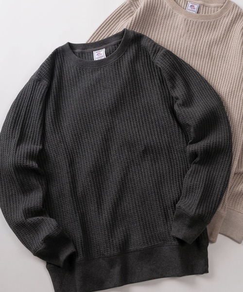 JEMORGAN(ジェーイーモーガン)の「【87】【JEMORGAN/ジェーイーモーガン】ビッグワッフル クルーネック スウェット(スウェット・メンズ・アッシュグレー/オフホワイト/ネイビー/ブラック/グレー/ブラウン/グリーン/チャコールグレー/ベージュ/マスタード・L/M/XL)」の3枚目の写真