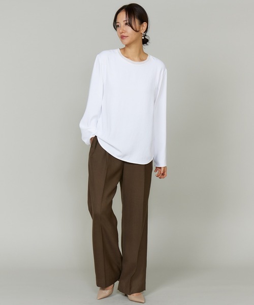 INED（イネド）の「【吸汗速乾】ジョーゼットプルオーバー（Tシャツ/カットソー・レディース・オフホワイト/ブラック・9号）」の6枚目の写真