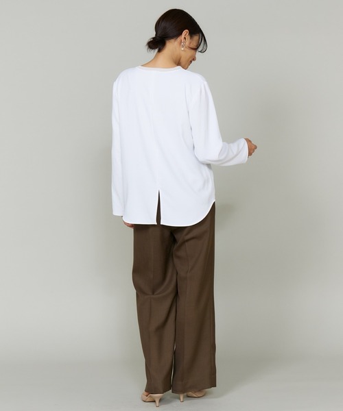 INED（イネド）の「【吸汗速乾】ジョーゼットプルオーバー（Tシャツ/カットソー・レディース・オフホワイト/ブラック・9号）」の8枚目の写真