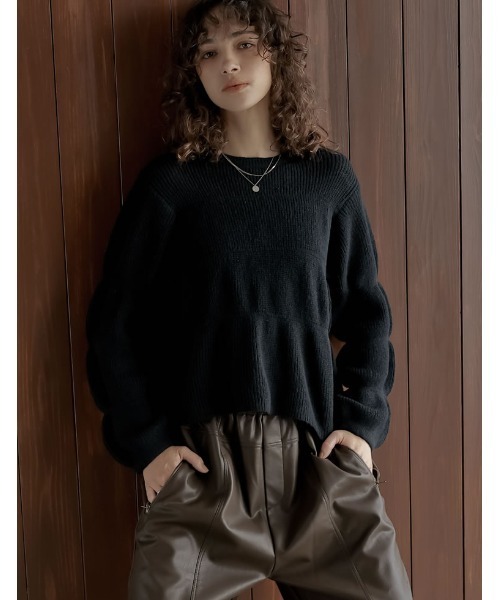 Re:EDIT（リエディ）の「[2025AW COLLECTION]ギャザーニットトップス（ニット/セーター・レディース・ブラック/グレー/ホワイト/ピンク・MEDIUM/LARGE）」の13枚目の写真