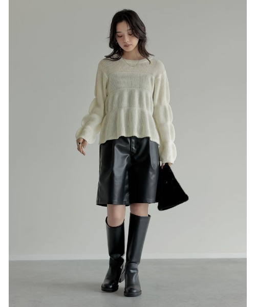 Re:EDIT（リエディ）の「[2025AW COLLECTION]ギャザーニットトップス（ニット/セーター・レディース・ブラック/グレー/ホワイト/ピンク・MEDIUM/LARGE）」の15枚目の写真