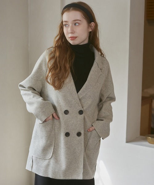 セール】ウールライクテーラードダブルジャケット（その他アウター