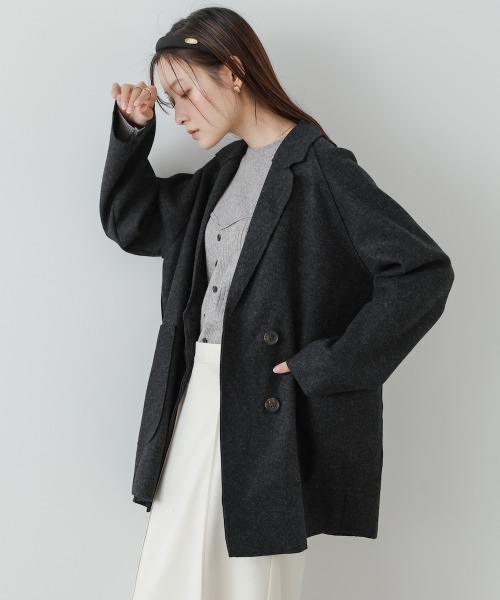 2025AW ウールライクダブルジャケット　テーラード　ダブルジャケット Re:EDIT（リエディ） ジャケット テーラードジャケット 「2025AW