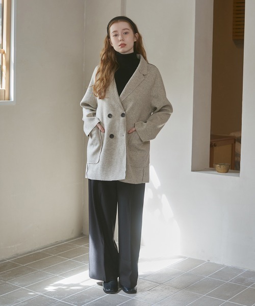 セール】ウールライクテーラードダブルジャケット（その他アウター