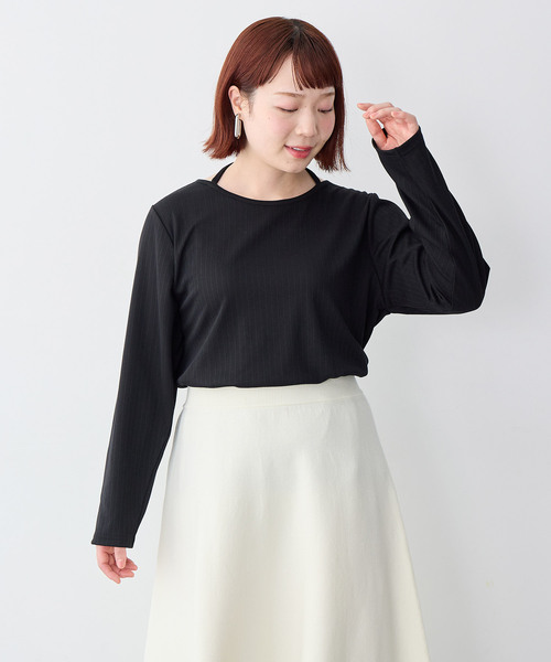 セール】【anyfee/大きいサイズ】ホルターネック長袖トップス（Tシャツ