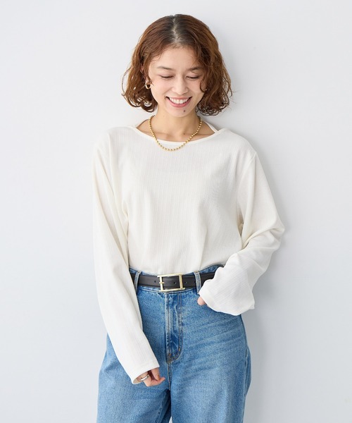 anyfee(エニフィー)の「【anyfee/大きいサイズ】ホルターネック長袖トップス(Tシャツ/カットソー・レディース・ホワイト/ブラック・LL/3L/4L/5L)」の5枚目の写真