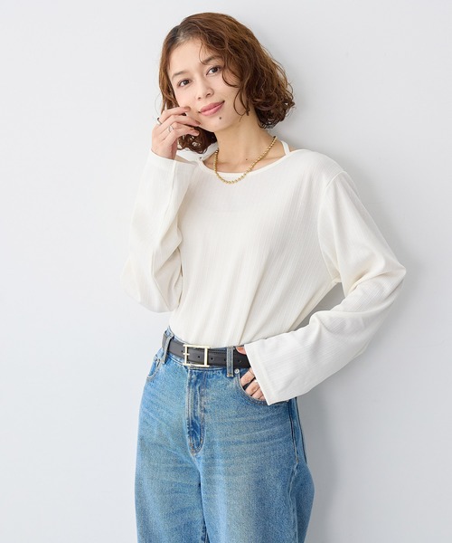 anyfee(エニフィー)の「【anyfee/大きいサイズ】ホルターネック長袖トップス(Tシャツ/カットソー・レディース・ホワイト/ブラック・LL/3L/4L/5L)」の6枚目の写真