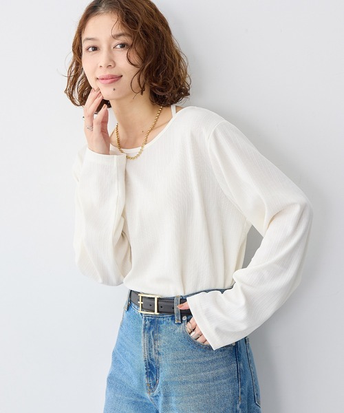 anyfee(エニフィー)の「【anyfee/大きいサイズ】ホルターネック長袖トップス(Tシャツ/カットソー・レディース・ホワイト/ブラック・LL/3L/4L/5L)」の4枚目の写真