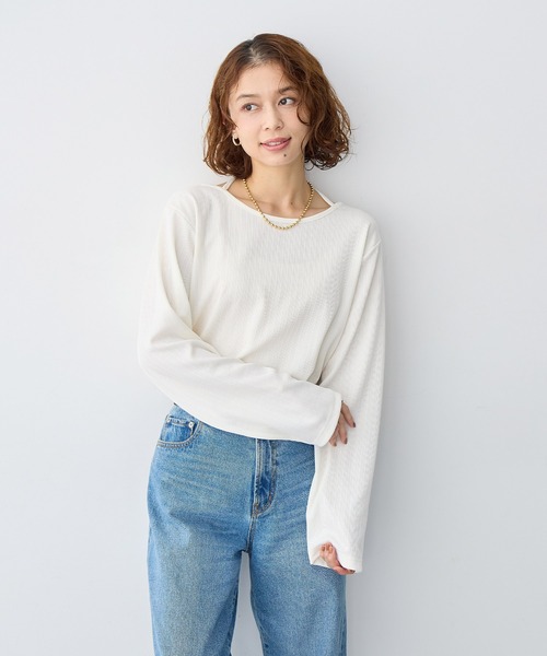 anyfee(エニフィー)の「【anyfee/大きいサイズ】ホルターネック長袖トップス(Tシャツ/カットソー・レディース・ホワイト/ブラック・LL/3L/4L/5L)」の15枚目の写真
